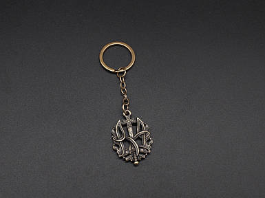 Брилок "Тризуб". Лита металева. Колір "стара латунь".