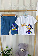 Летний костюм для мальчика с джинсовыми шортами и футболкой 1-8 лет