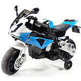 Дитячий електро мотоцикл двоколісний на акумуляторі BMW JT 528 для дітей 3-8 років синій, фото 2