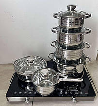 Набір посуду з нержавіючої сталі Zurrichberg ZB-8013 12 предметів, набір каструль