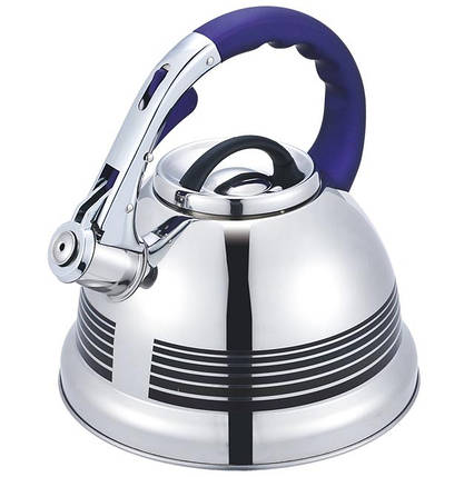 Чайник із свистком із нержавіючої сталі Benson BN-711 3 л фіолетова ручка, фото 1