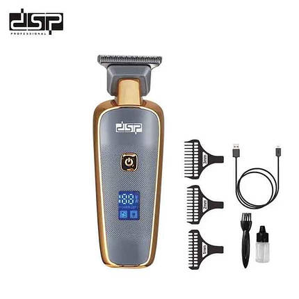 Бездротова машинка для стрижки волосся та бороди з насадками DSP 90458 USB з дисплеєм, фото 1