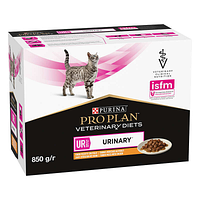 Влажный корм для кошек Pro Plan Veterinary Diets UR Urinary при мочекаменной болезни с курицей 10х85 г