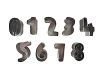 Форма для выпечки печенья каттер Вырубка металлическая Цифры в наборе 9 штук L 3,5 cm