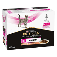 Влажный корм для кошек Pro Plan Veterinary Diets UR Urinary при мочекаменной болезни с лососем 10х85 г