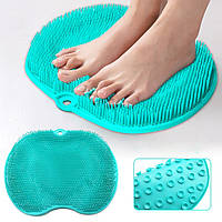 Силиконовый массажный коврик для ног, Бирюзовый / Настенный нескользящий коврик / Коврик для ног в ванну