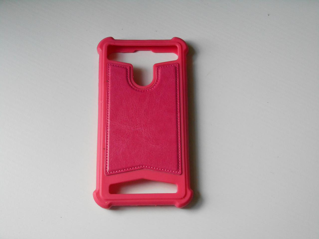 Універсальний силіконовий чохол з вставками шкіри для телефона розмір 4.5 дюйма екран червоного кольору