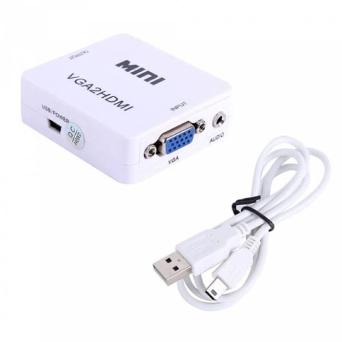 VGA — HDMI TV конвертер відео, аудіо, 1080P, білий