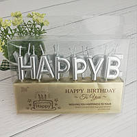 Свічки-букві в торт "Happy Birthday" перламутр, Арт.43380