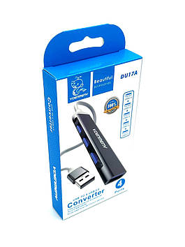 HUB USB3.0 VDENMENV DU17A 4 USB USB-A Чорний