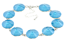 Браслет Xuping Родій із кристалами Swarovski "Кристали Ріволі Колір Pacific Opal" розмір 18-22,5см х 1,4см