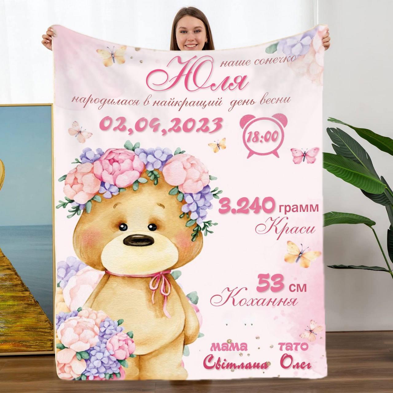 Плед велюровий з принтом 135см*160см