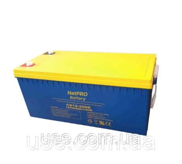 Акумуляторна батарея свинцево-кислотна, AGM, 12 Вольт, В, V, V, 12Volt, 200 Ампер*годин, А*год, А/год, А-год, AH, АКБ