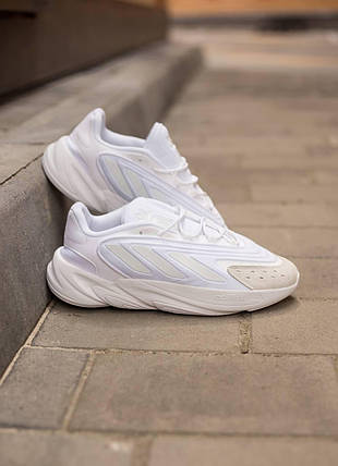 Чоловічі кросівки Adidas Ozelia White Адідас Озелія білі замша текстиль рефлектив демісезон, фото 1