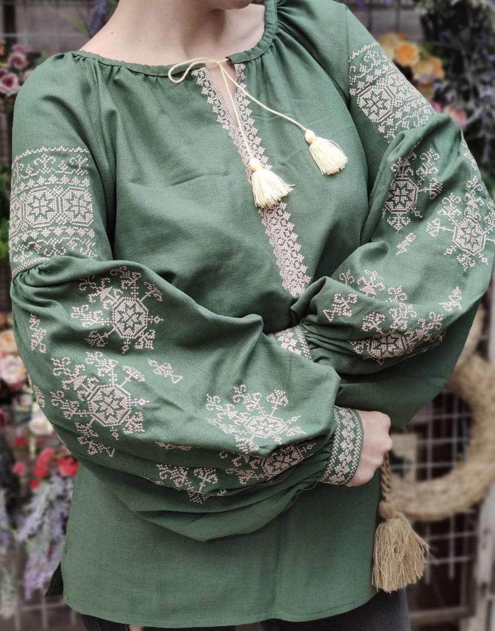 Жіноча блузка з вишивкою "Власта", натуральний льон, 40-62 р-ри, фото 1