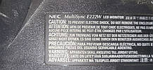 Широкоформатний РК-монітор з DVI 22 дюйми NEC MultiSync E222W No 232003109, фото 6
