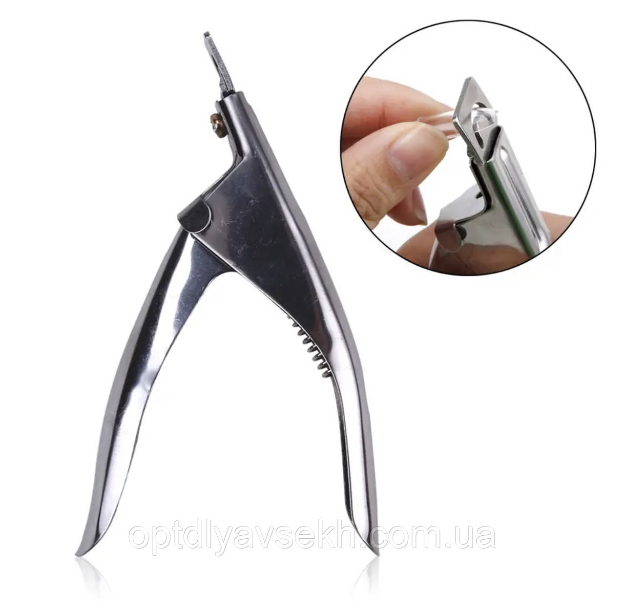 Металевий типсоріз (каттер, кусачки) для обрізання штучних нігтів, тіпс та верхніх форм. Срібло
