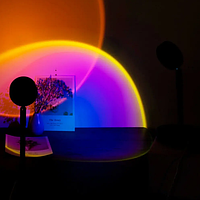 Проекционный настольный светильник торшер заката и рассвета Sunset Lamp USB кабель