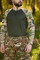 Тактическая футболка с длинными рукавами мультикам с липучками под шевроны M