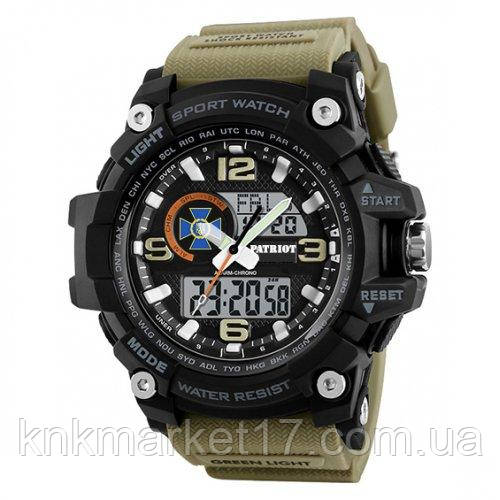 Тактичний багатофункціональний годинник Patriot 012BKKHSBU СБУ Чорні з хакі + Коробка, фото 1