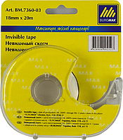 Диспенсер  для кл.стрічки "Buromax" із стрічкою невидимою 18мм х 20м BM.7360-03