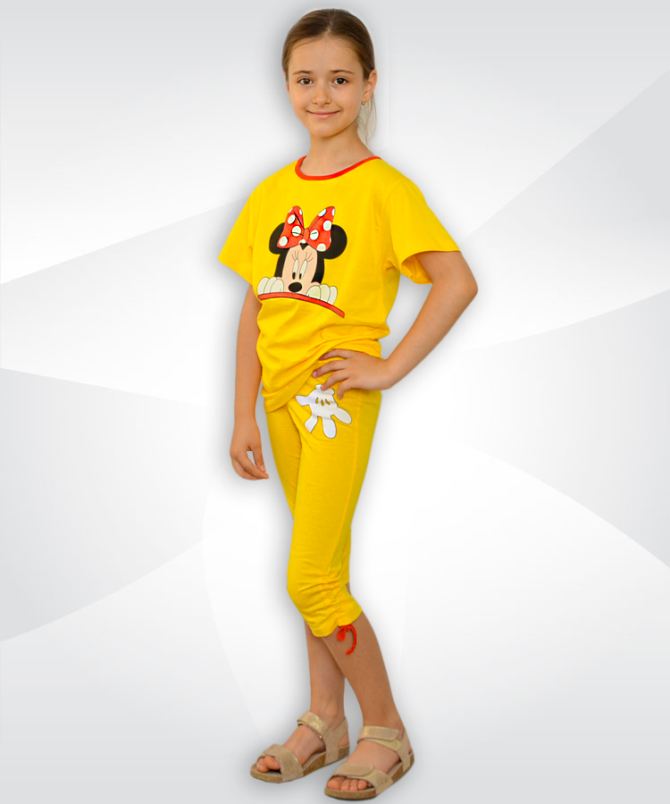 Комплект для дівчинки 01409 Мікс футболка та бриджі котон, фото 1