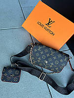 Женская сумка Louis Vuitton Felicie Monogram Total Brown II Турция Экокожа маленькая на плечо ремешок цепочка