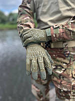 Перчатки тактические летние полнопалые хаки Военные штурмовые перчатки Tactical Olive