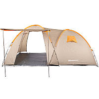 Палатка туристическая четырехместная КЕМПИНГ Tougether 4PE, бежевая (420х250х160/180см)