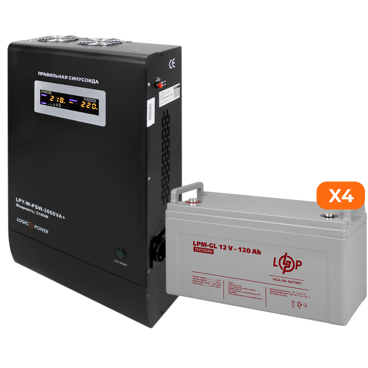 Комплект резервного живлення LP (LogicPower) ДБЖ + гелева батарея (UPS W3000 + АКБ GL 6600W)