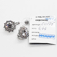 Жіночі срібні сережки з фіанітами сережки Квіти з білими камнями
