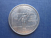 Монета квотер 25 центов США 1999 Р Пенсильвания