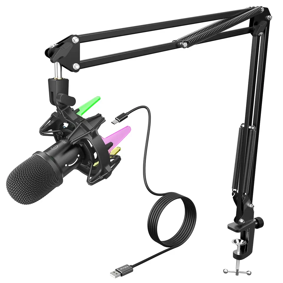 Fifine K651 AmpliRocket USB мікрофон зі стійкою, павуком, RGB-підсвіткою