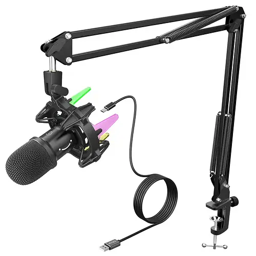 Купить Fifine K651 AmpliRocket USB микрофон с стойкой, пауком, RGB ...