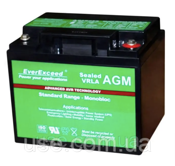 Акумуляторна батарея AGM 12 V, 40Ah, 40 А*год, Ампер-годин, А/год, AH, 12 Вольт, В, АКБ, свинцево-кислотна