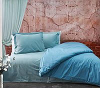 Комплект постельного белья ранфорс де люкс двуспальный евро Zeron цвет бирюзовый