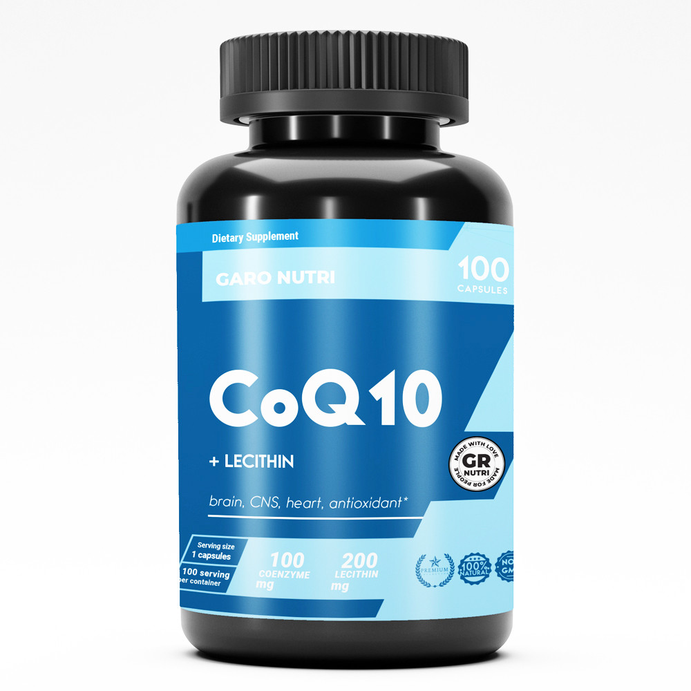 Коензим Q10 + Соняшниковий лецитин 100 капсул 100 мг Premium GARO Nutrition
