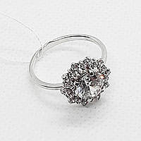 Кольцо серебряное женское с фианитами кольцо Цветок с белыми камнями