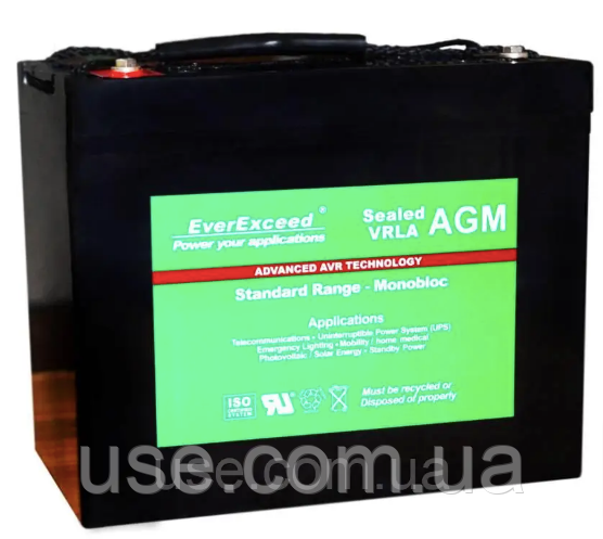 Аккумулятор тяговый, АКБ AGM, VRLA, 12 В, 100 Ач, EverExceed DP-12100 ...