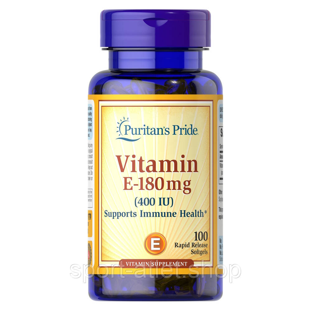 Вітаміни та мінерали Puritan's Pride Vitamin E 400 IU (180 mg), 100 капсул