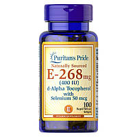 Витамины и минералы Puritan's Pride Vitamin E 400 IU (268 mg) with Selenium Naturally Sourced, 100 капсул