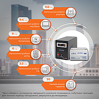 Комплект резервного живлення для котла і теплої підлоги LP (LogicPower) ДБЖ + мультигелева батарея (UPS B1000VA + АКБ MG 960W), фото 3