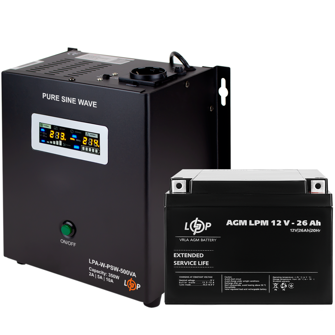Комплект резервного живлення для котла LP (LogicPower) ДБЖ + AGM батарея (UPS 500VA + АКБ AGM 330W)