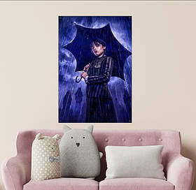 Текстильний постер (панно, гобелен) с 3D принтом Вензді Аддамс Венздей Аддамс (Wednesday Addams)