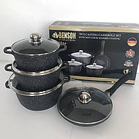 Набор кастрюль и сковорода Benson с мраморным антипригарным покрытием