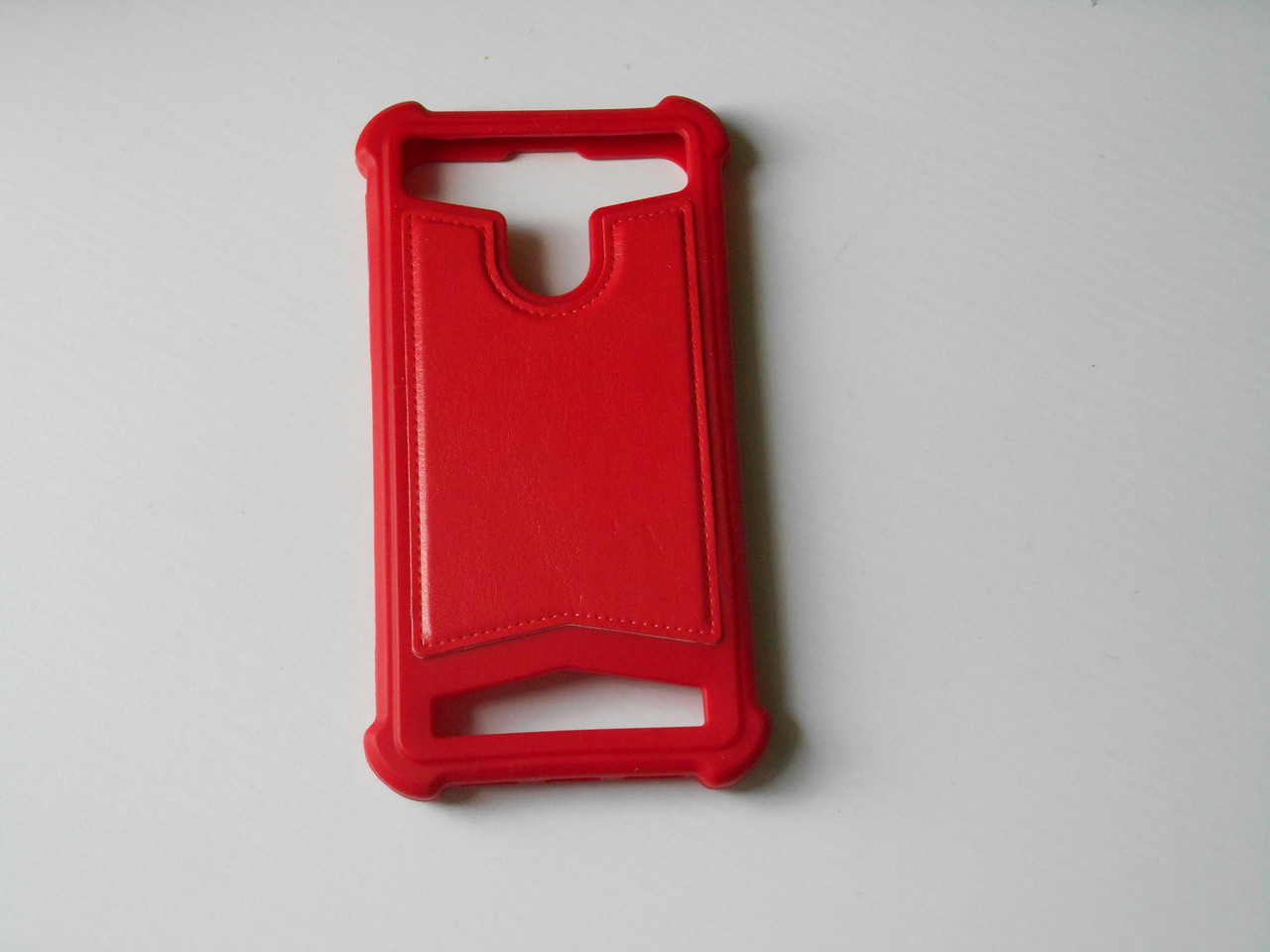 Універсальний силіконовий чохол з вставками шкіри  для телефона екран 4 дюйма червоного кольору