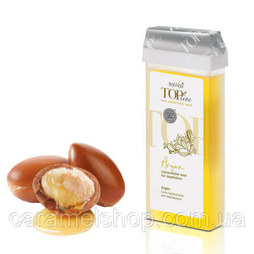 Касетний віск для депіляції рук ніг у домашніх умовах ItalWax Top Line касета ІталВакс 100 г аргана