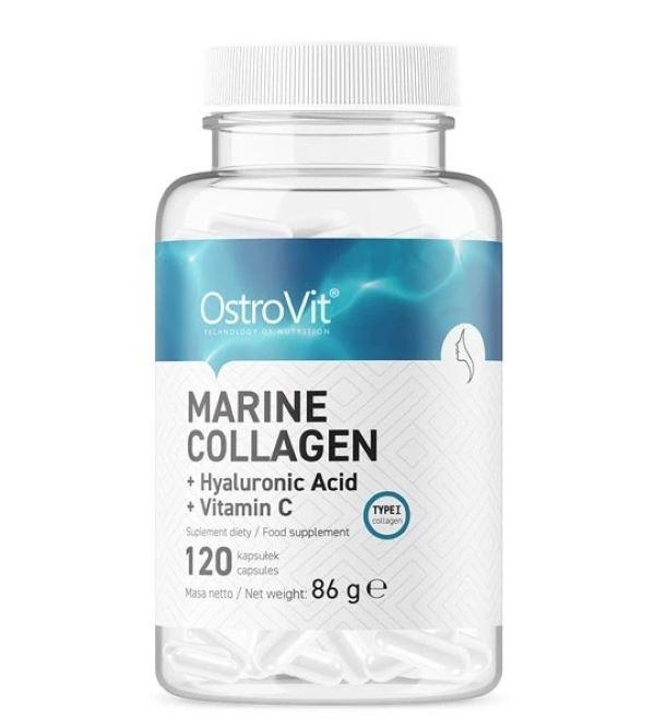 Морський колаген з гіалуроновою кислотою та вітаміном C Ostrovit Marine Collagen + Hyaluronic Acid + Vitamin C 120 caps
