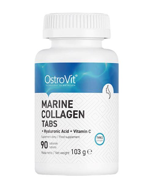 Морський колаген з гіалуроновою кислотою та вітаміном C Ostrovit Marine Collagen + Hyaluronic Acid + Vitamin C 90tabs