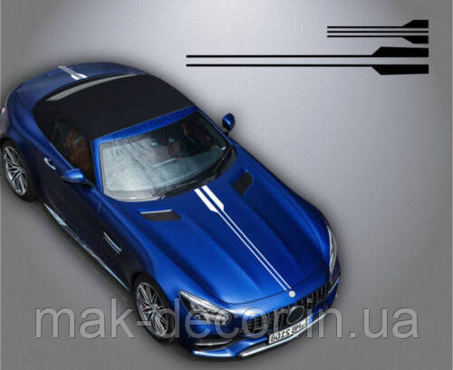 Вінілові наклейки на авто СМУГИ НА КАПОТ 12х50 см та 14х120 см